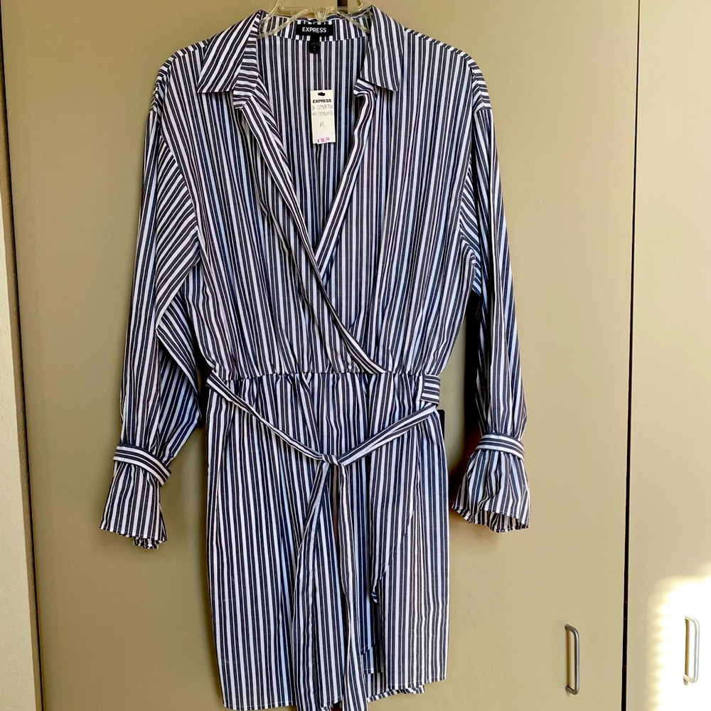 Express long sleeve belted shirt dress